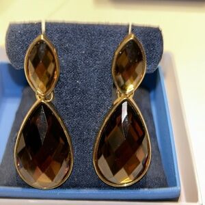 Rare - Joan Rivers Smokey Quartz Teardrop Earrings.